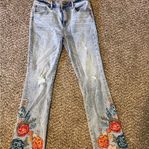DRIFTWOOD Light Blue Jeans with Floral Embroidery